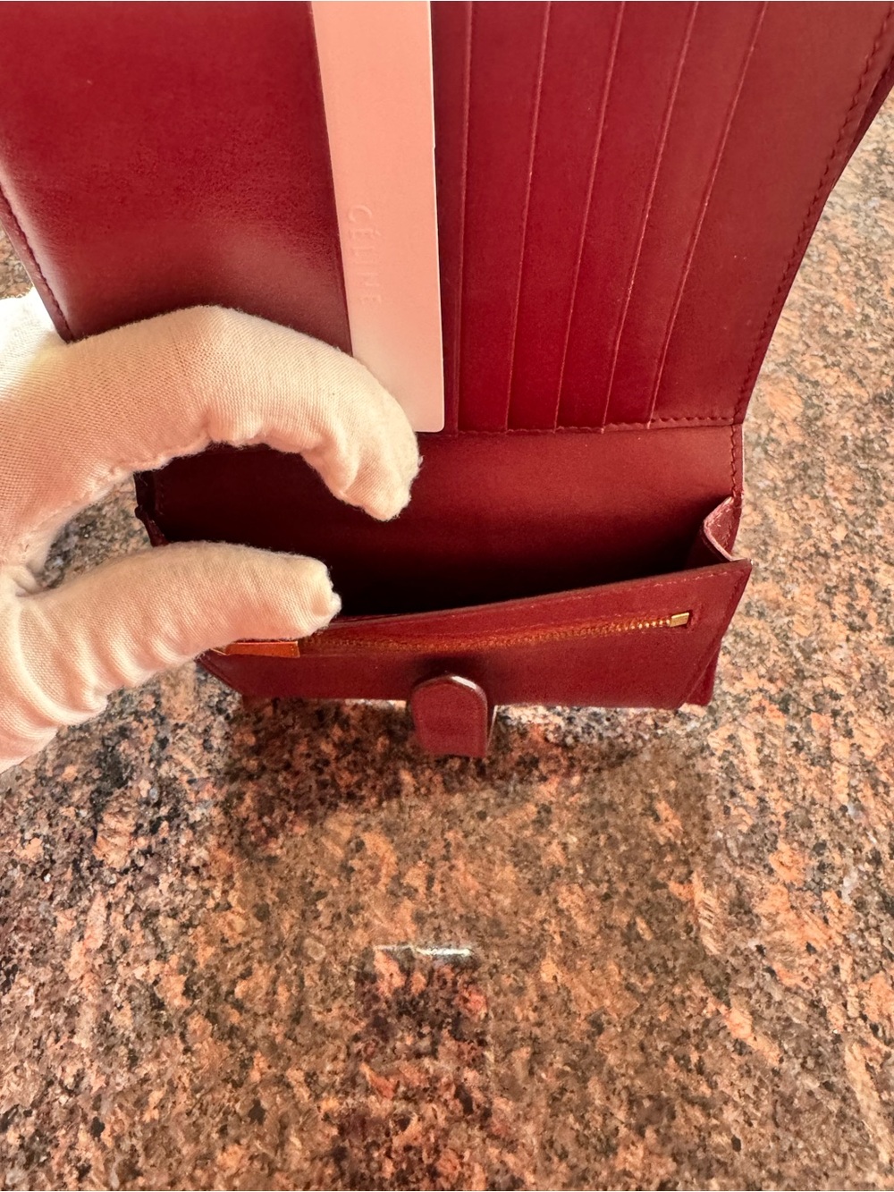 Gorgeous Celine Burgundy Tab-Closure Leather Wallet - Picture 5 of 6